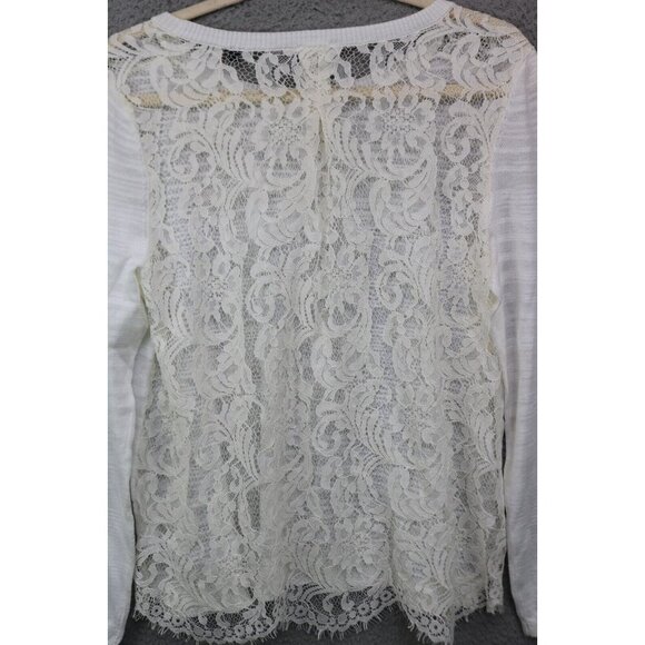 Cabi Ivory Lace Back Semi Sheer Sweater-Size Medium - Picture 9 of 11